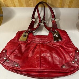 B Makowsky Red Leather Handbag